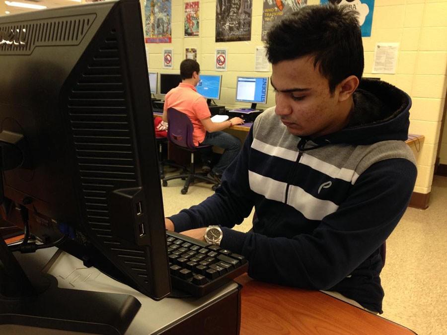 Senior Vineet Pande attends Saturday school at Loch Raven High School in February to complete a half-credit, a graduation requirement.