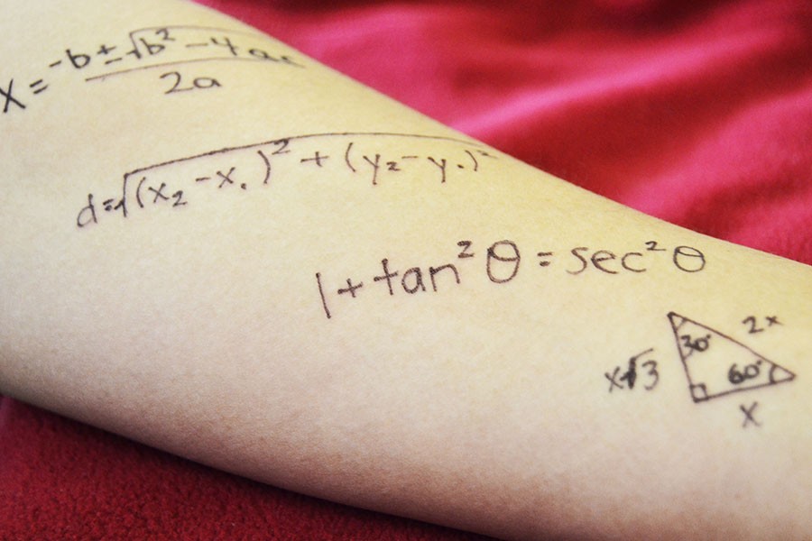 Students write formulas on their arms and hide them under their sleeves on tests an anonymous student who cheats said.