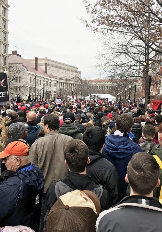 The pre-inauguration crowd spills down Constitution Avenue Jan. 20