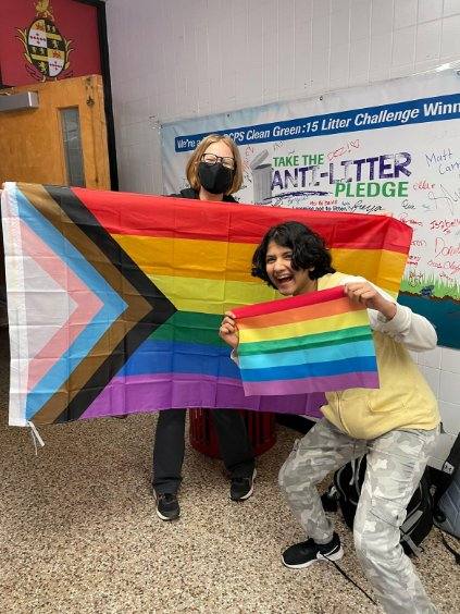 Students and teachers show their support of the LGBTQ+ community