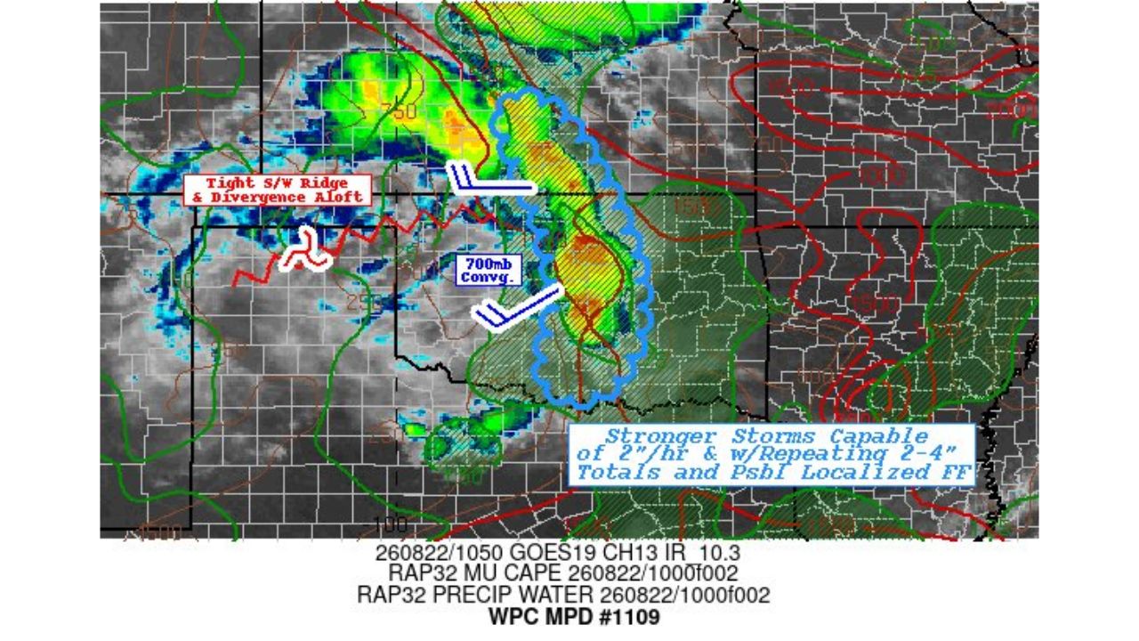 Central Oklahoma and South-Central Kansas Face Localized Flash Flood Risk as Storms Repeat Over Same Ground
