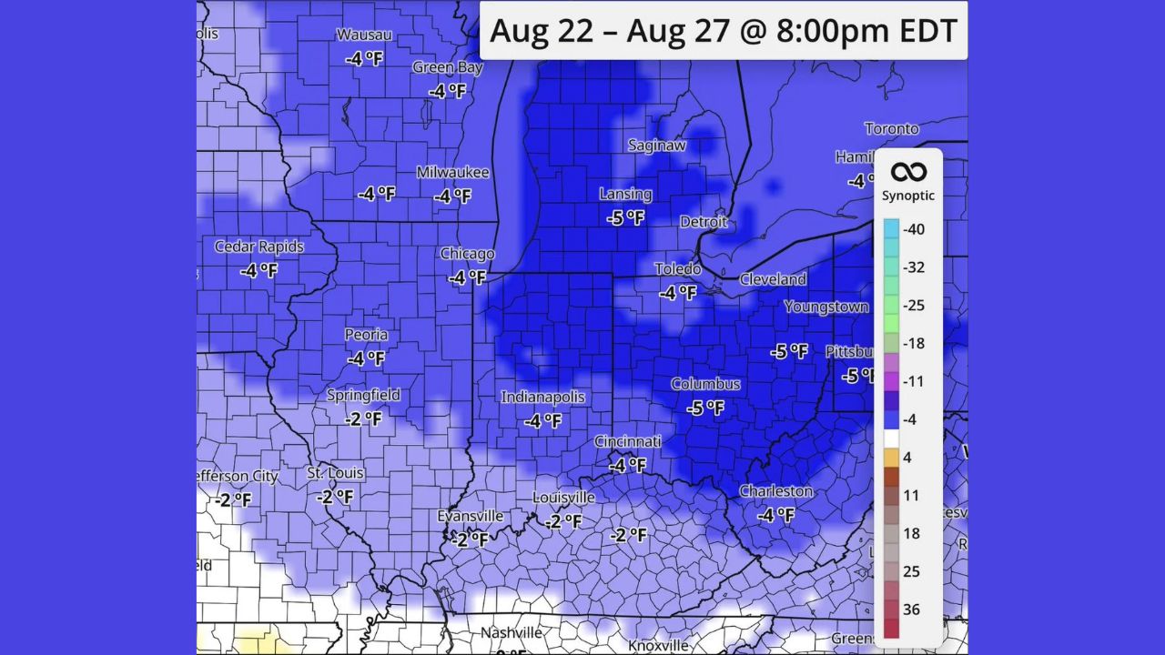 Below-Average Temperatures Bring Welcome Break From the Heat as Cooler Air Settles Over Chicago, Columbus and the Ohio Valley