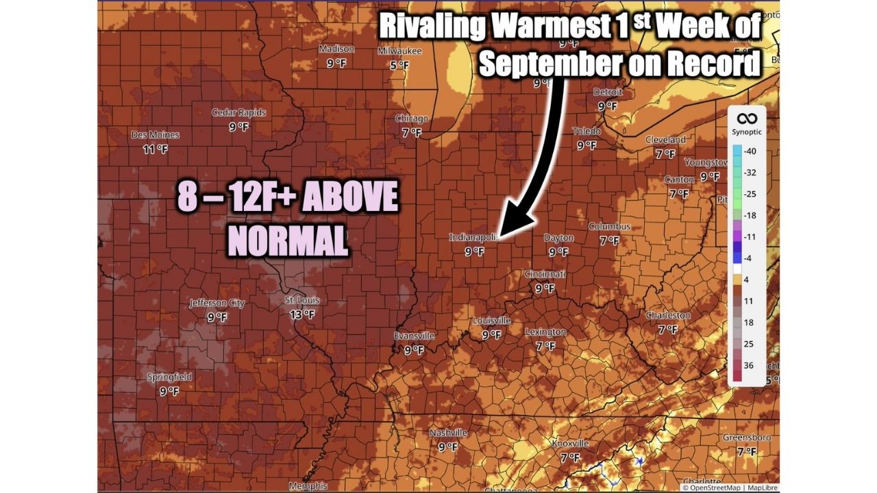 104 Year Record on the Brink as Indianapolis, St. Louis Face Warmest Start to September Ever With 90 Degree Days