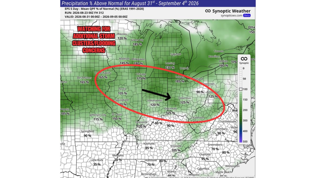 Fargo, Baton Rouge Face Level 2 Severe Risk Monday as Damaging Wind and Large Hail Threaten 6.9 Million From Nebraska to Louisiana