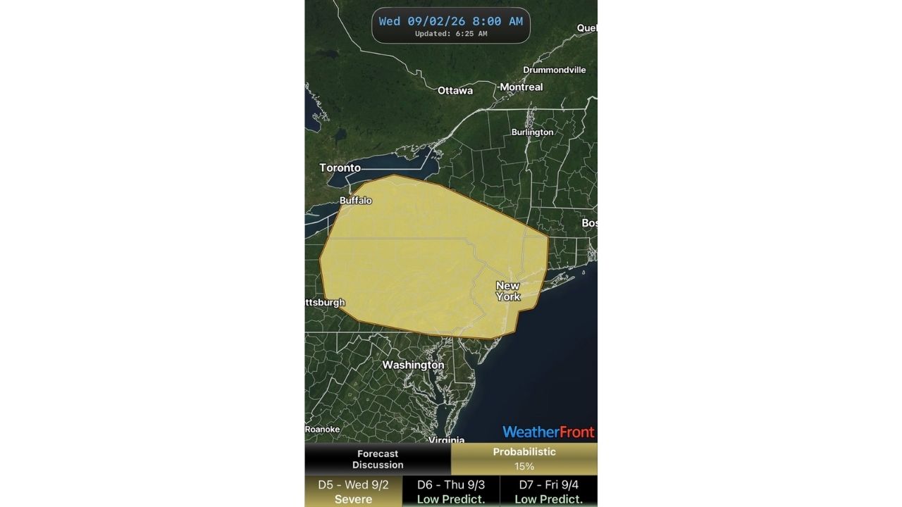 Rare Day 5 Severe Outlook Puts Buffalo and New York Under 15% Storm Threat as Multi-Day Setup Builds Through Friday