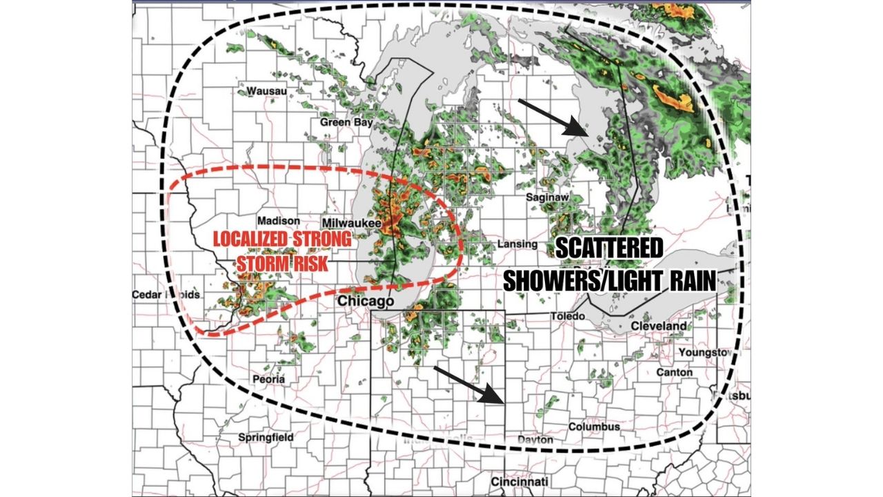 Scattered Storms Track Across Milwaukee and Northern Illinois Sunday as Wet Pattern Soaks the Ohio Valley