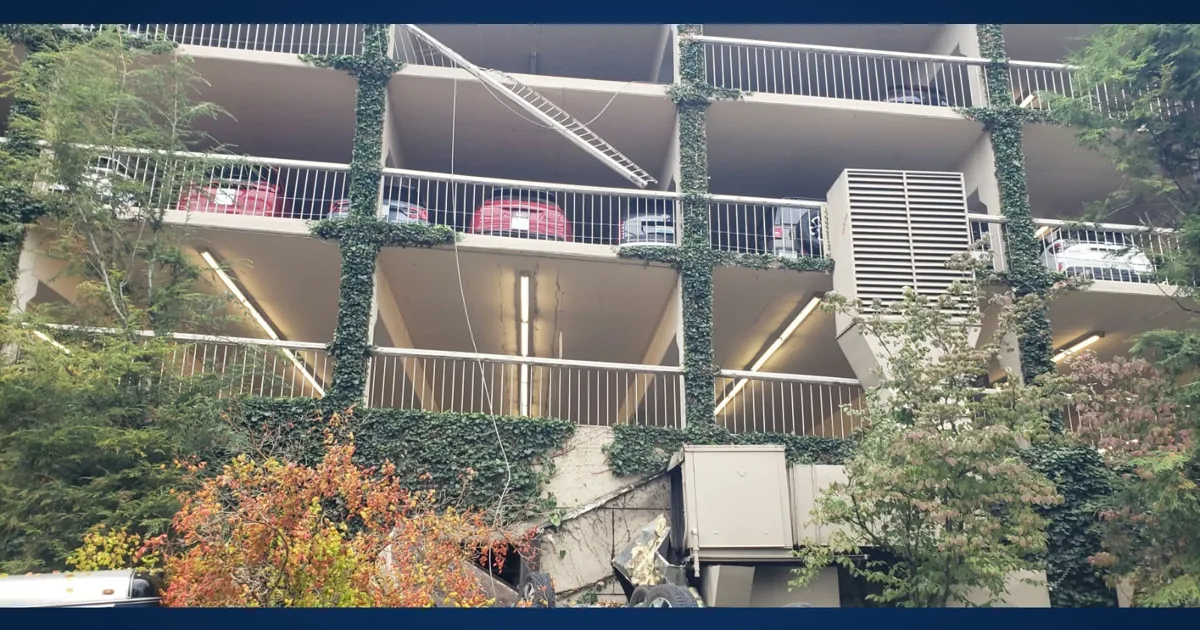 Car Crashes Through Coeur D’alene Resort Parking Garage Railing, Flips Onto Roof and Sends Two People to Hospital With Minor Injuries Friday Afternoon