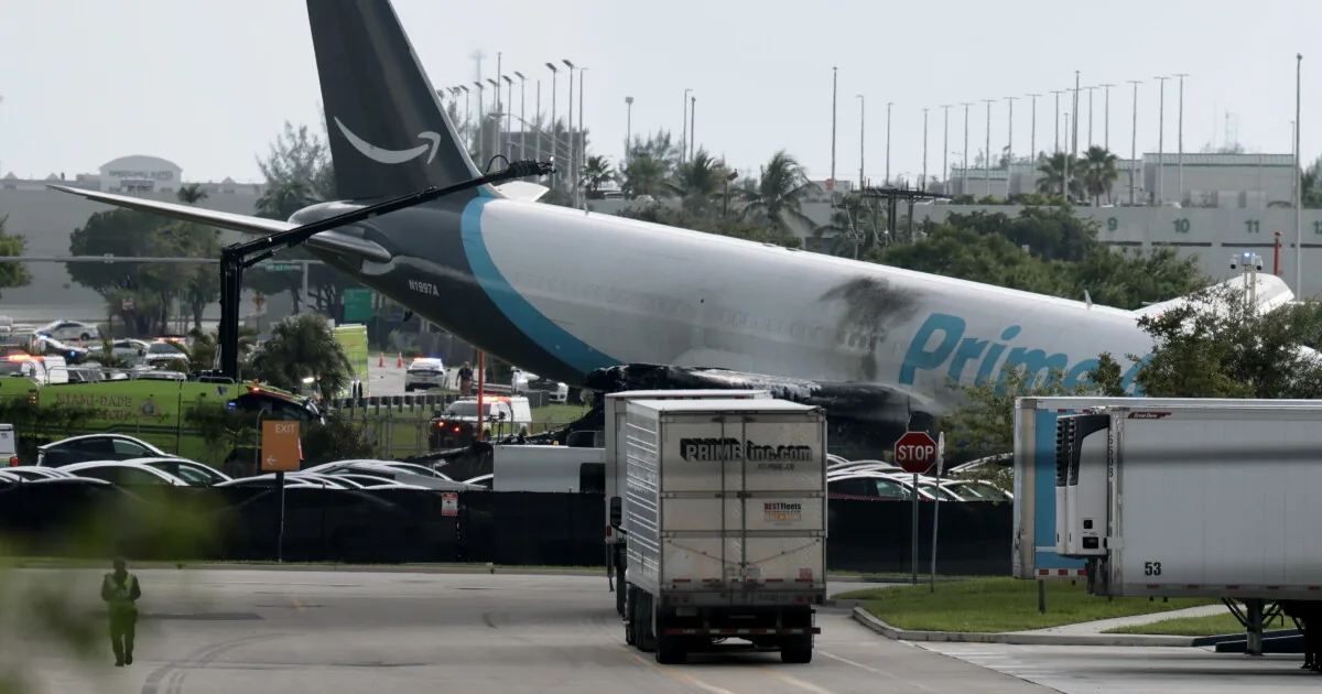 Five Killed After Amazon Cargo Plane Overruns Runway and Crashes at Miami International Airport, Sending Thick Smoke Over Closed Runways and Taxiways