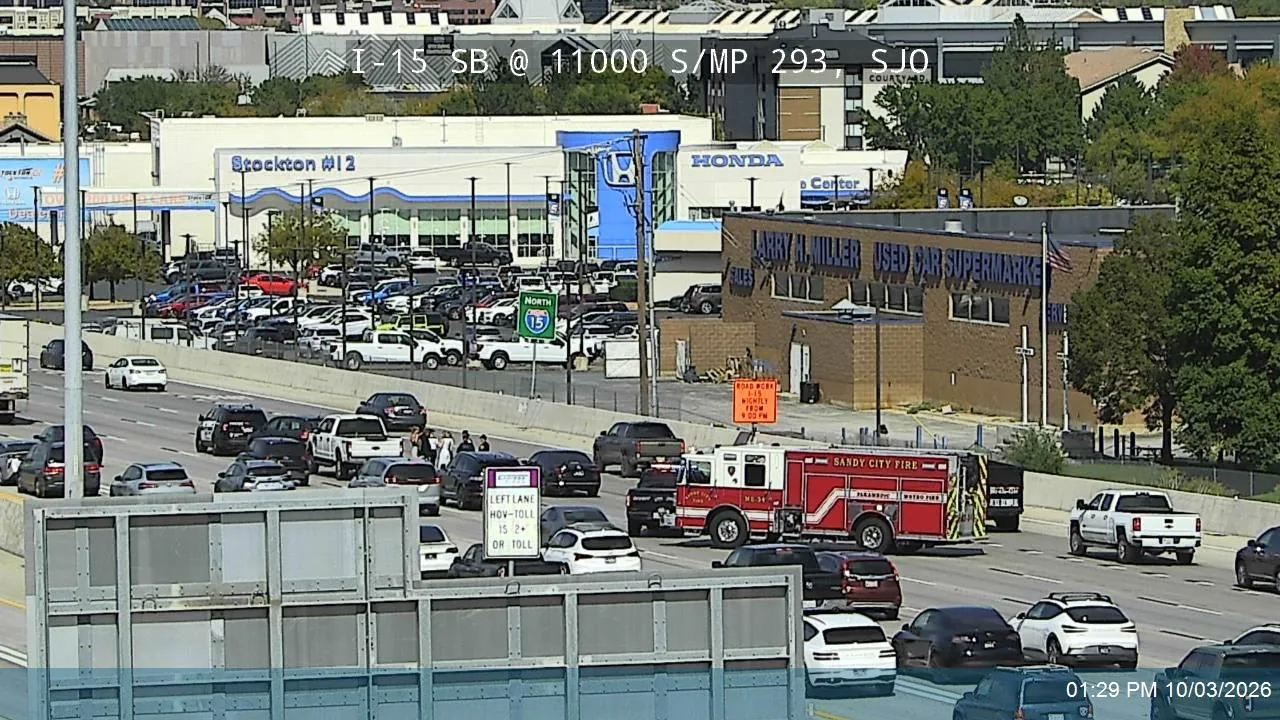 Motorcyclist Killed on Interstate 15 in Draper After Skidding Into Slowed Traffic and Striking Two Vehicles Near 10800 South